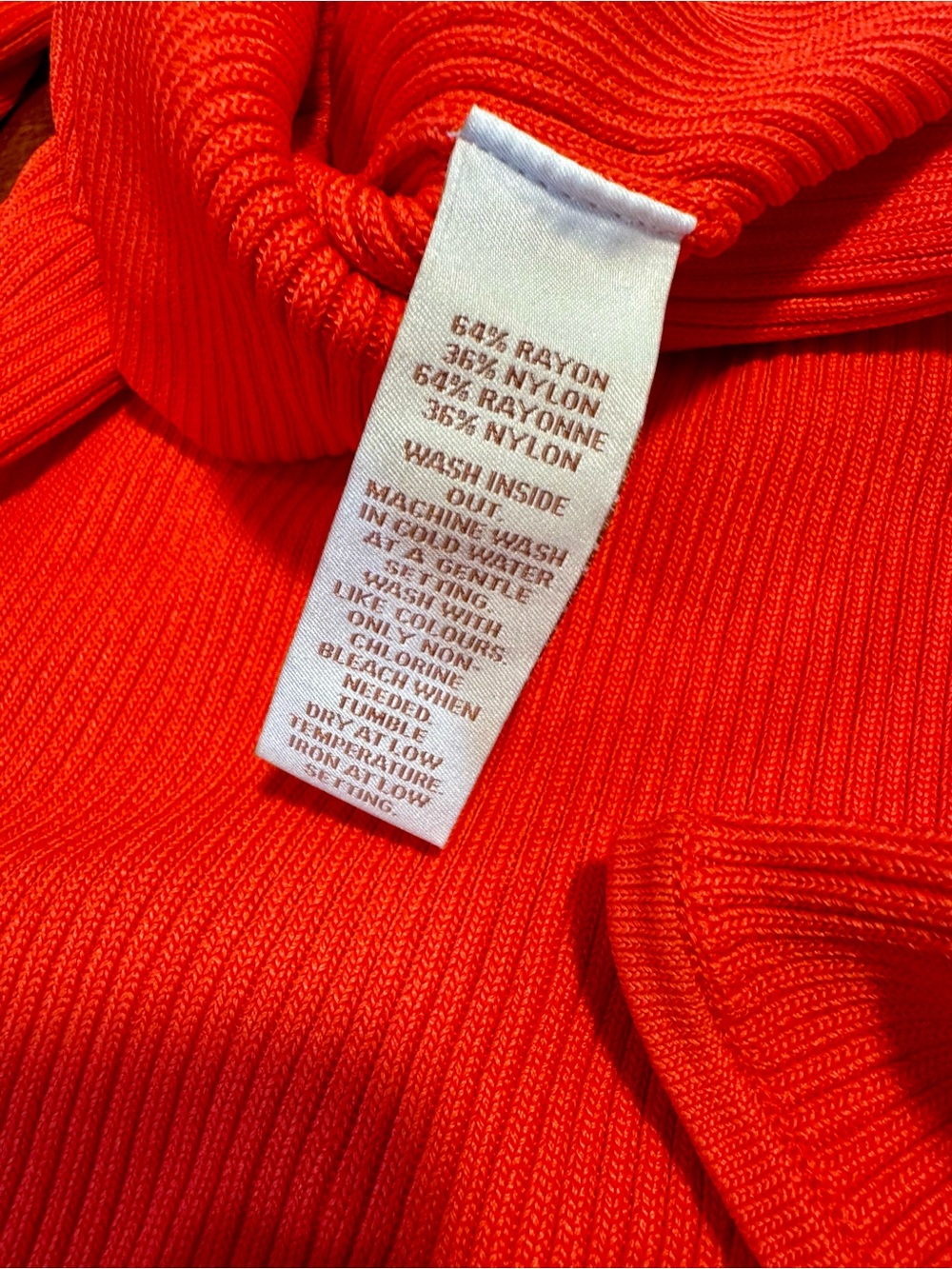 Scripted Bold Orange Cold-Shoulder Ribbed Bell-Sleeve Top - Picture 9 of 10